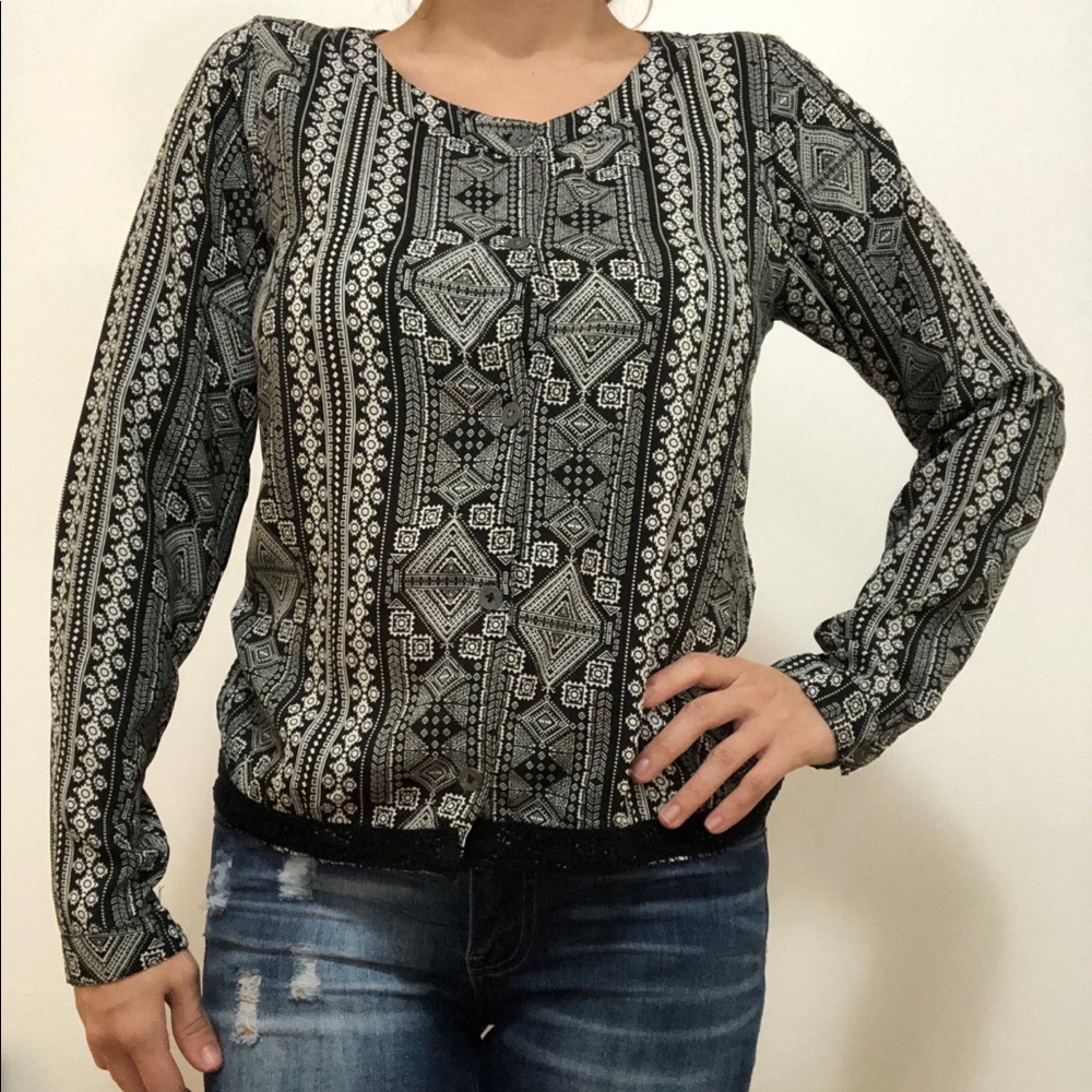 Black and white blouse